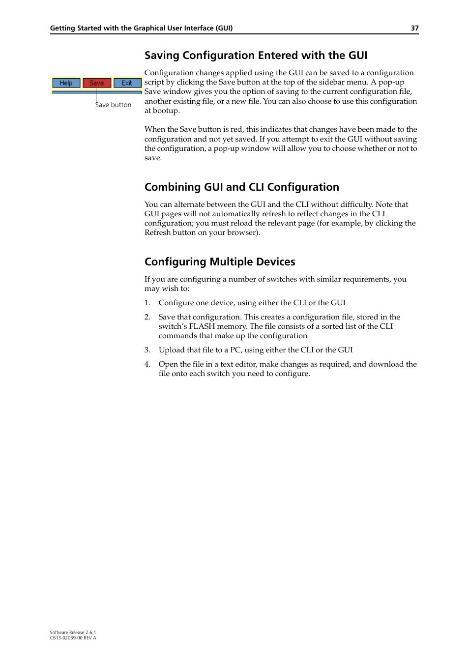 Saving configuration entered with the gui, Combining gui and cli configuration, Configuring multiple devices | Allied Telesis AT-8800 Series Switch User Manual | Page 37 / 118