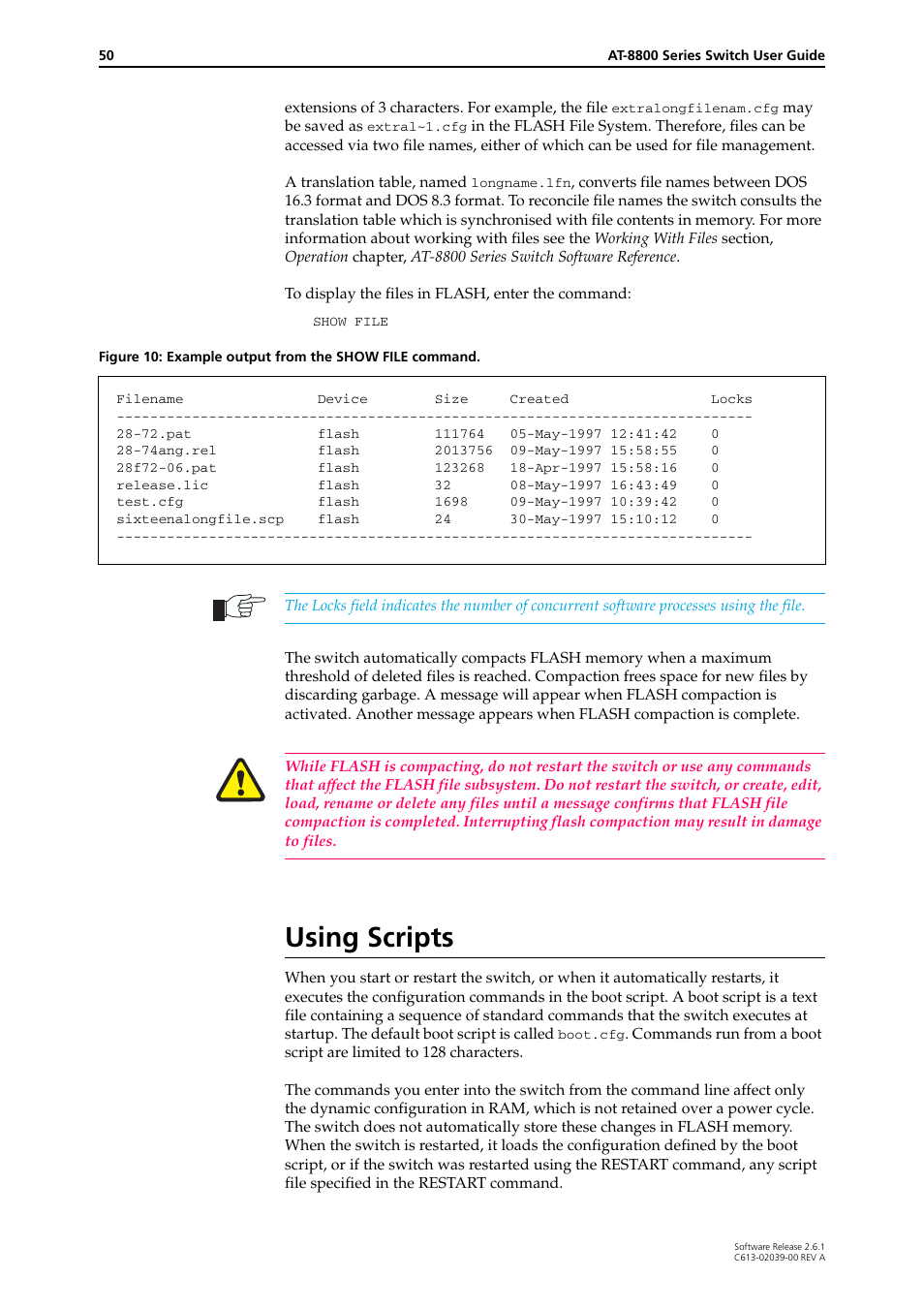 Using scripts | Allied Telesis AT-8800 Series Switch User Manual | Page 50 / 118