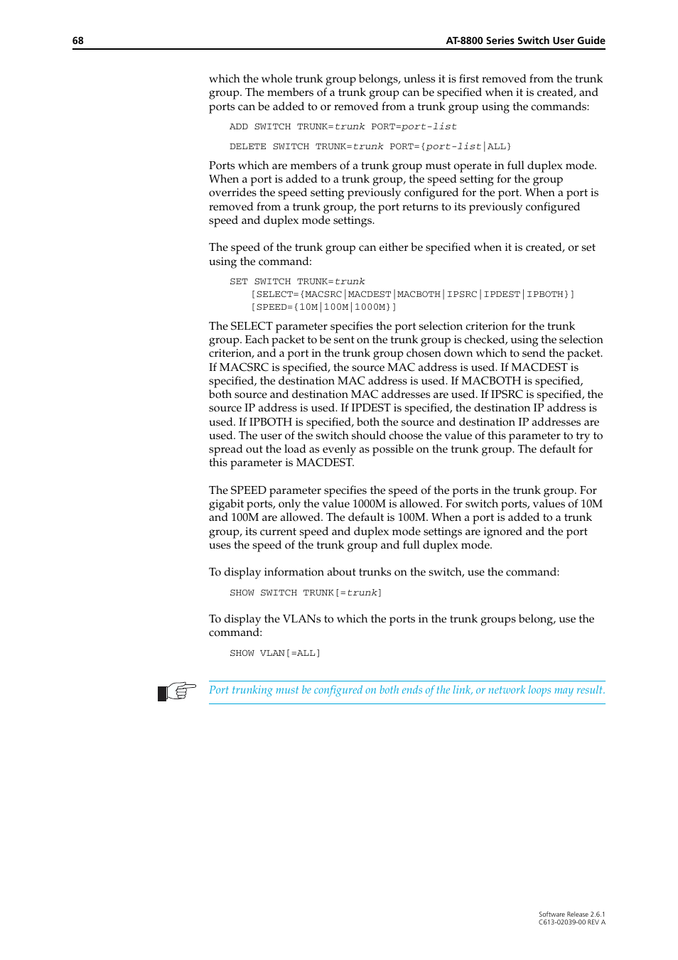 Allied Telesis AT-8800 Series Switch User Manual | Page 68 / 118