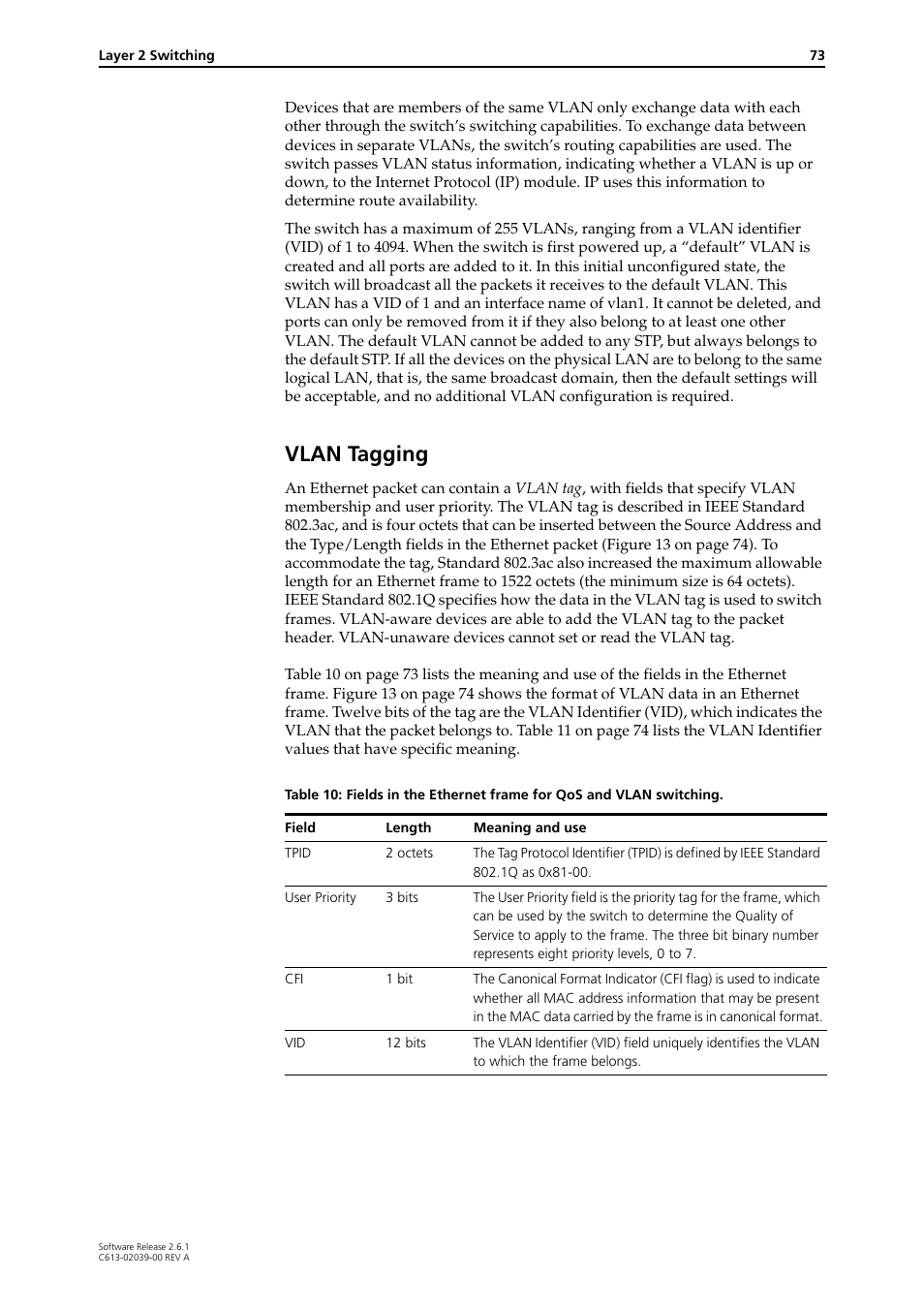 Vlan tagging | Allied Telesis AT-8800 Series Switch User Manual | Page 73 / 118