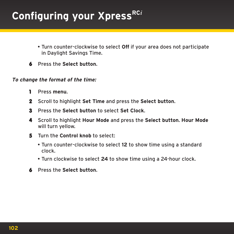 Configuring your xpress | SIRIUS XDRC2UG User Manual | Page 102 / 124