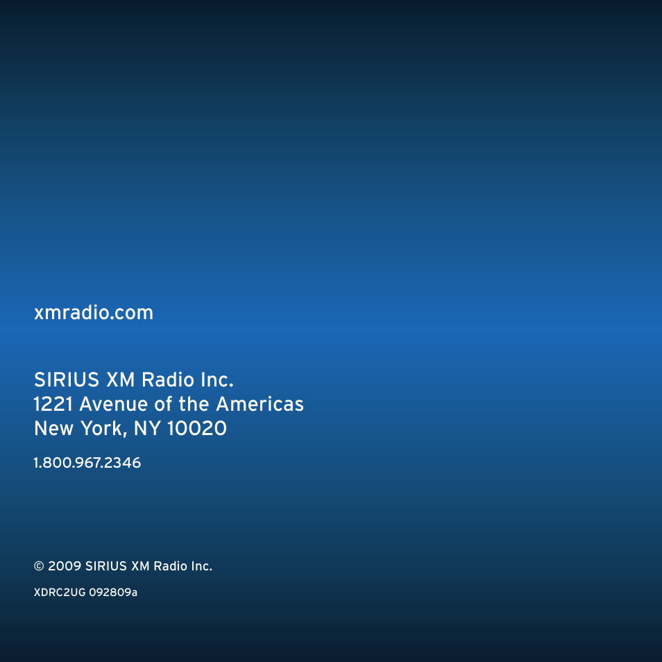 SIRIUS XDRC2UG User Manual | Page 124 / 124