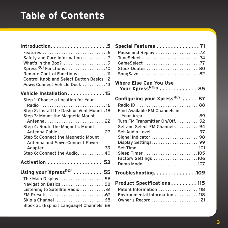 SIRIUS XDRC2UG User Manual | Page 3 / 124