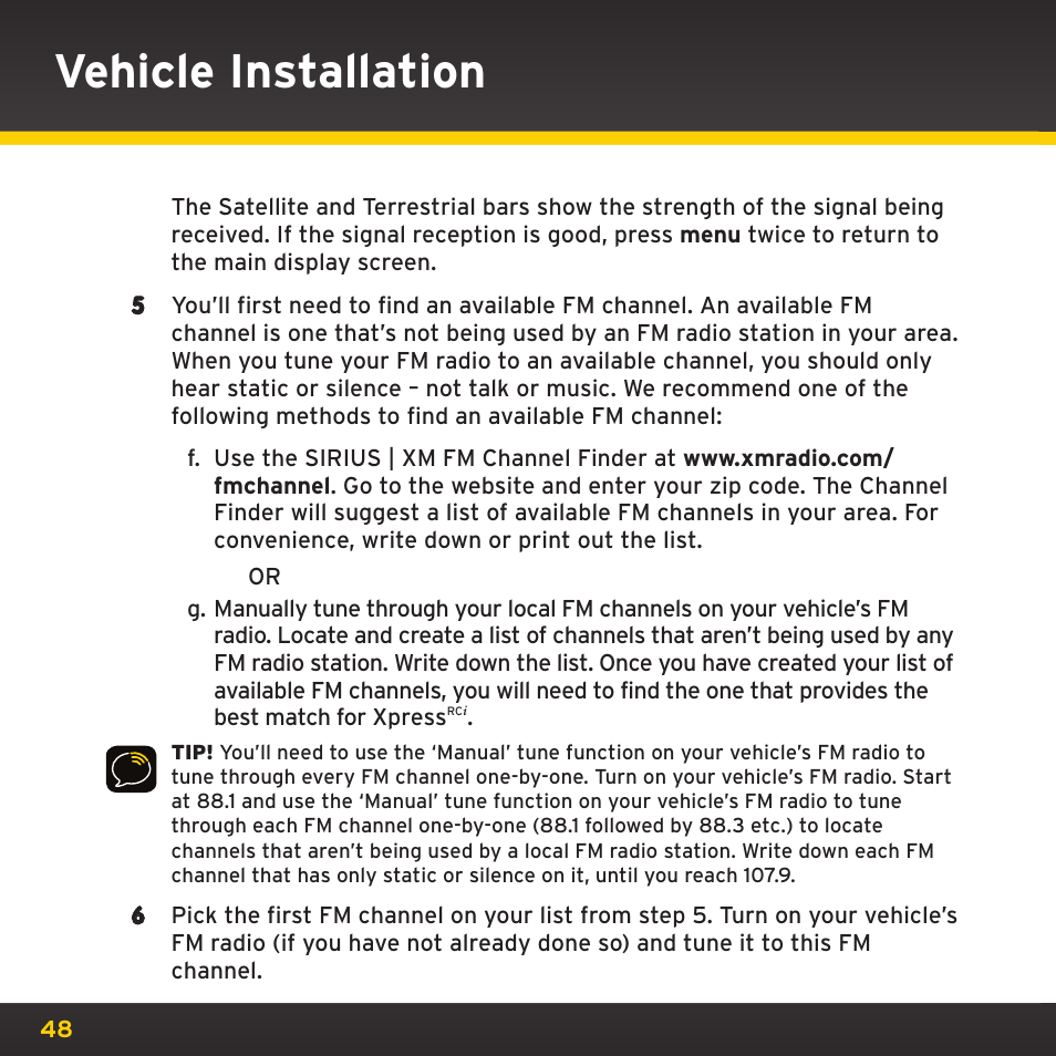Vehicle installation | SIRIUS XDRC2UG User Manual | Page 48 / 124