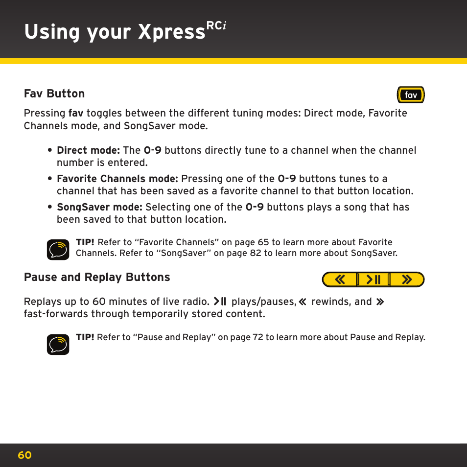 Using your xpress | SIRIUS XDRC2UG User Manual | Page 60 / 124