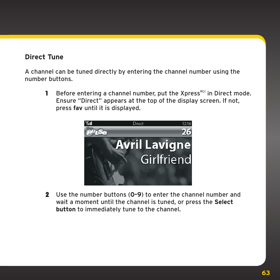 Direct tune | SIRIUS XDRC2UG User Manual | Page 63 / 124