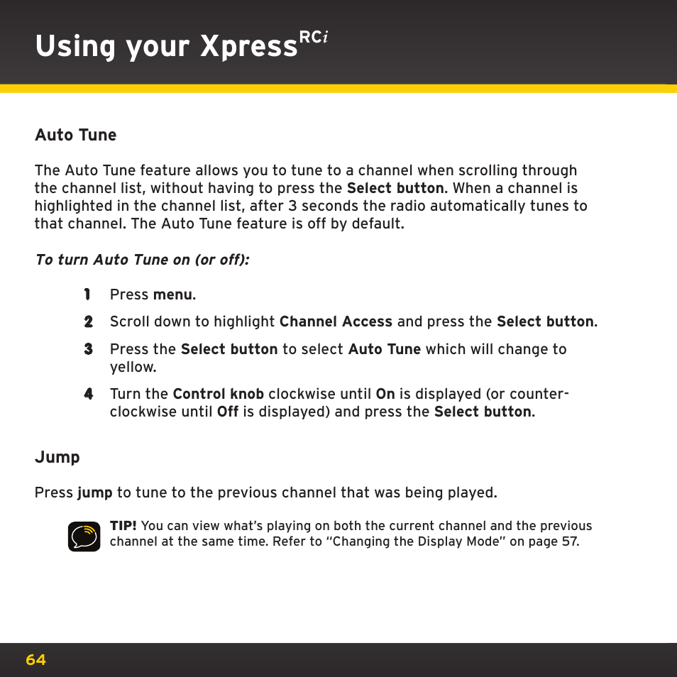 Using your xpress | SIRIUS XDRC2UG User Manual | Page 64 / 124