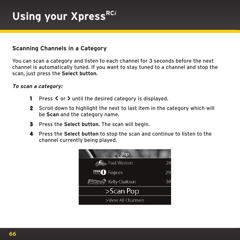 Using your xpress | SIRIUS XDRC2UG User Manual | Page 66 / 124