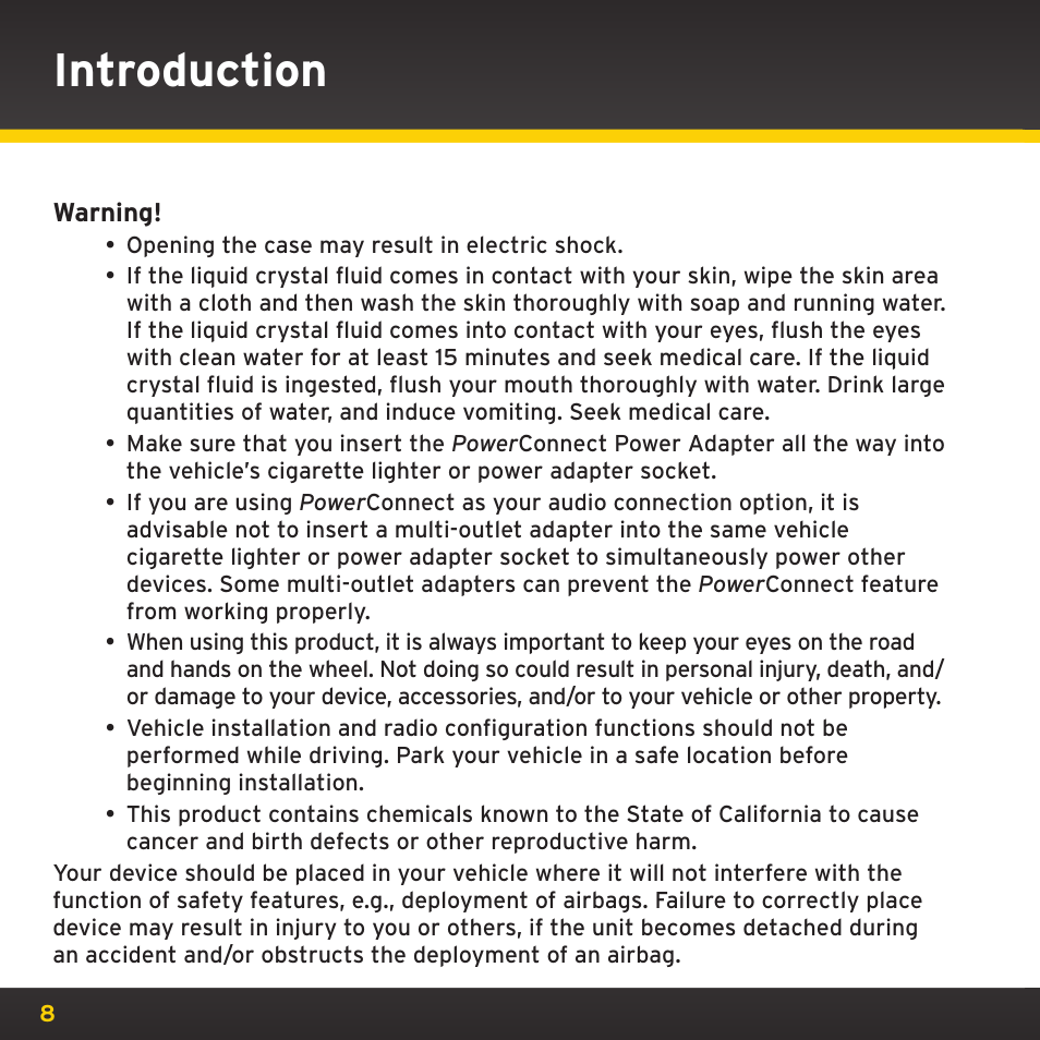 Introduction | SIRIUS XDRC2UG User Manual | Page 8 / 124
