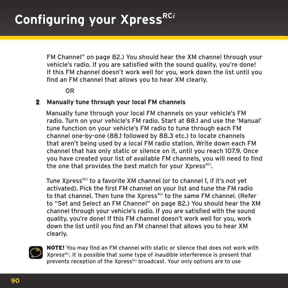 Configuring your xpress, Rc i | SIRIUS XDRC2UG User Manual | Page 90 / 124