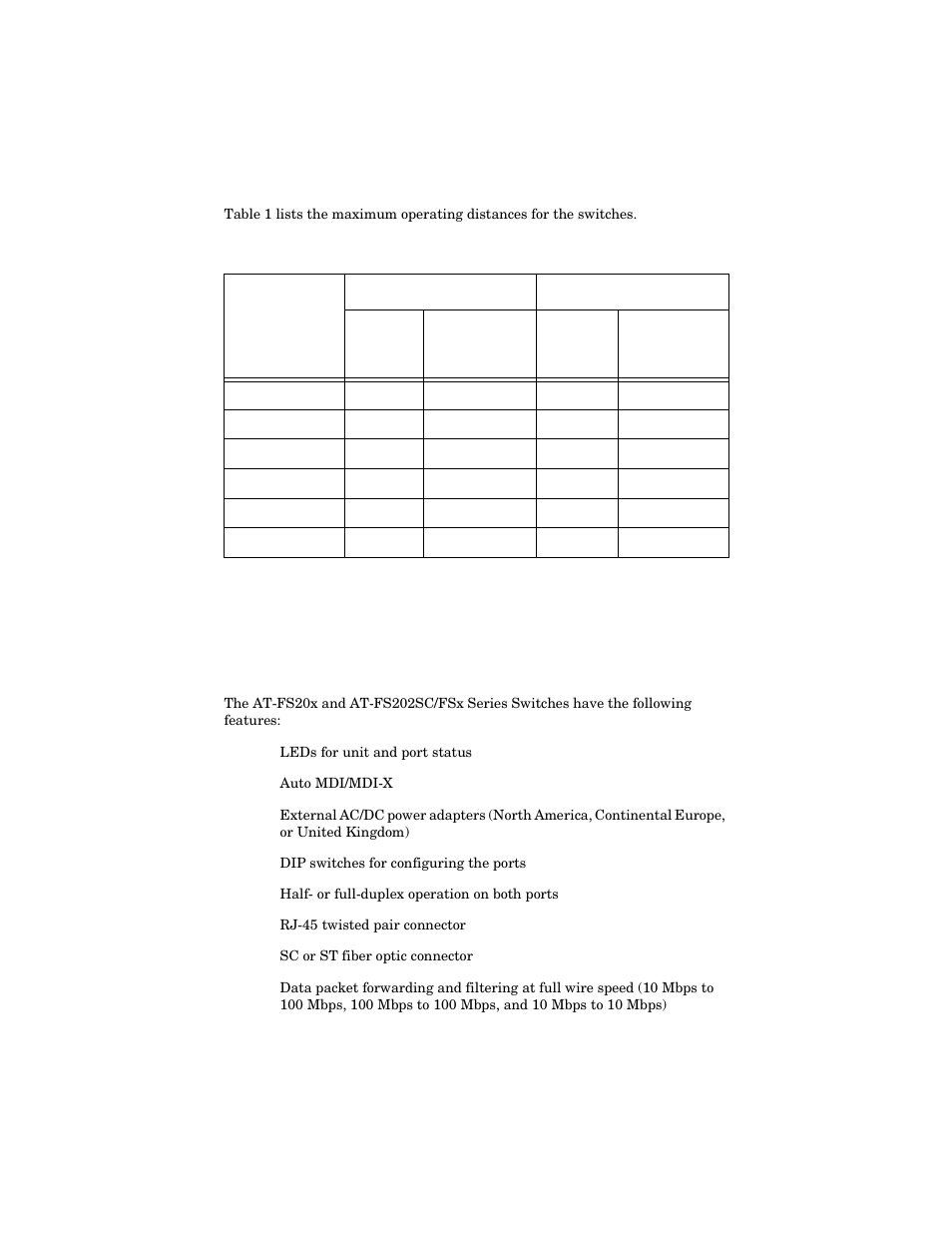 Features | Allied Telesis AT-FS202SC/FS4 User Manual | Page 13 / 42