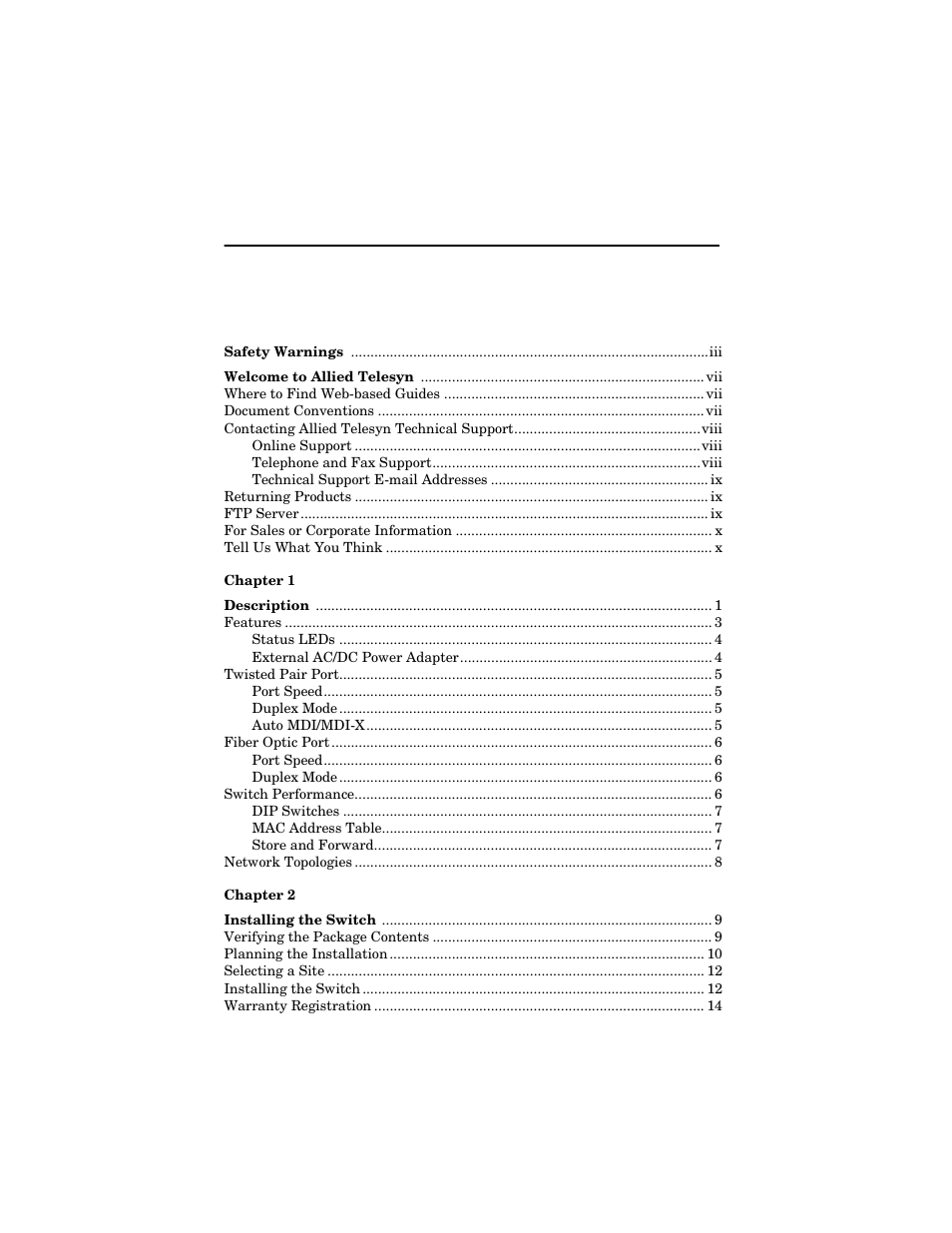 Allied Telesis AT-FS202SC/FS4 User Manual | Page 5 / 42