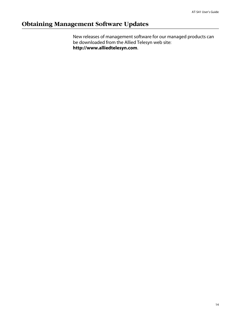 Obtaining management software updates | Allied Telesis AT-S41 User Manual | Page 14 / 236