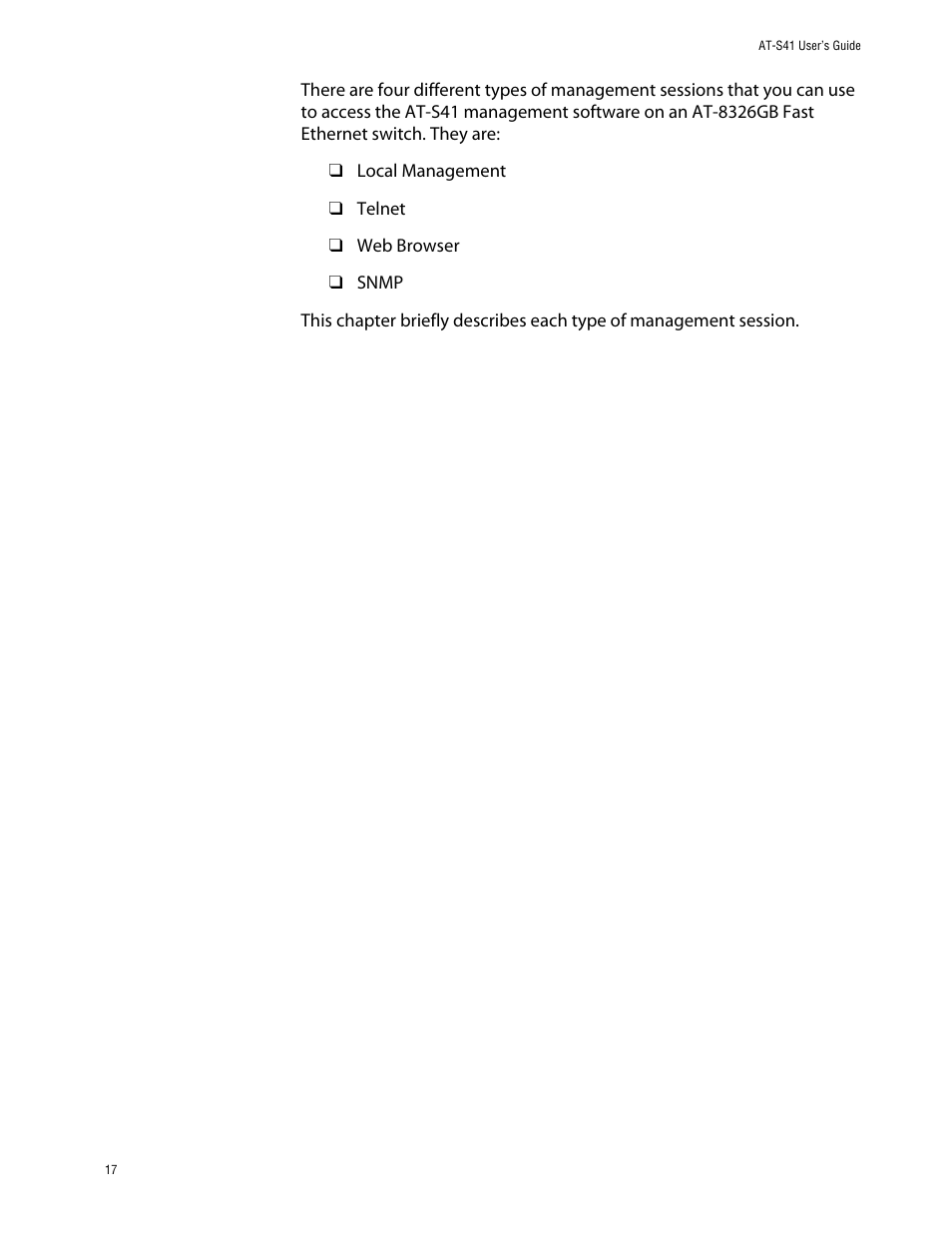 Allied Telesis AT-S41 User Manual | Page 17 / 236