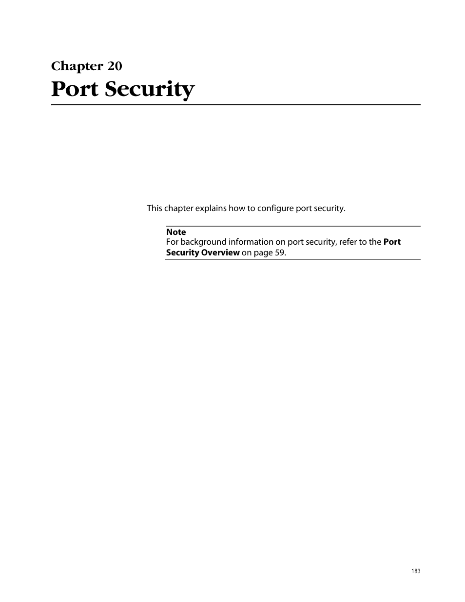 Chapter 20, Port security | Allied Telesis AT-S41 User Manual | Page 183 / 236