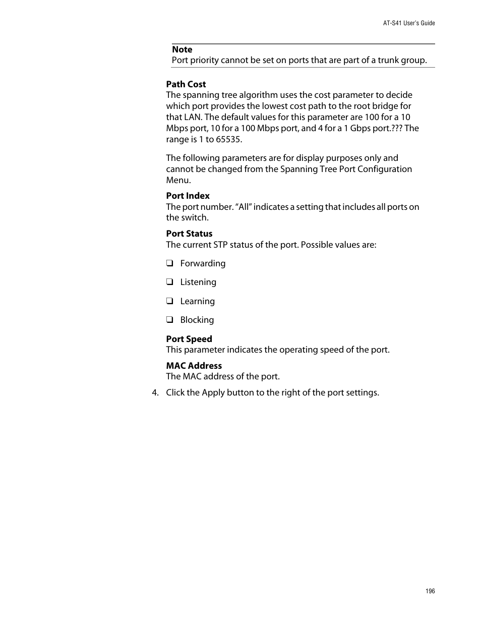 Allied Telesis AT-S41 User Manual | Page 196 / 236