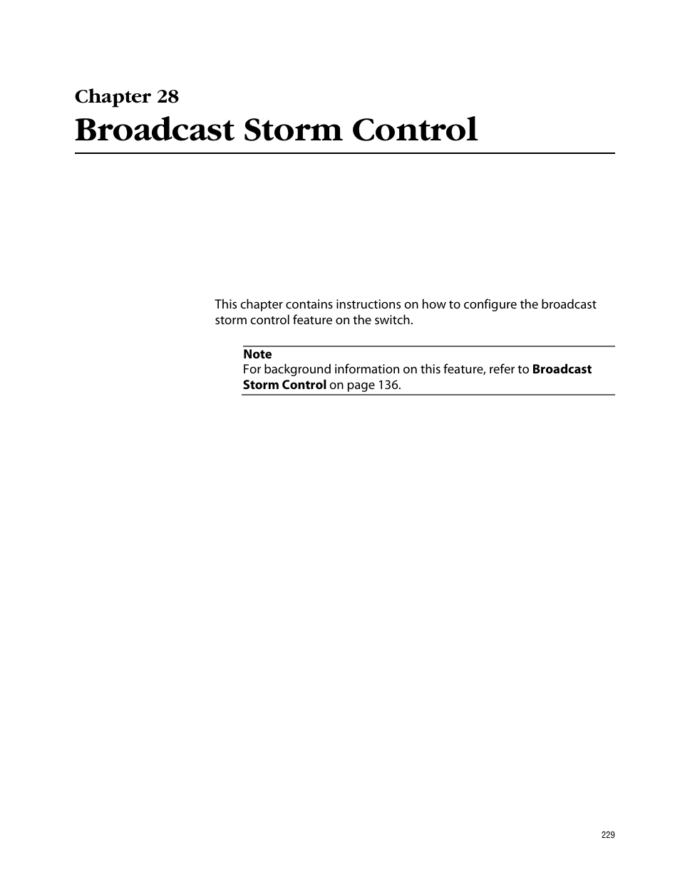 Chapter 28, Broadcast storm control | Allied Telesis AT-S41 User Manual | Page 229 / 236