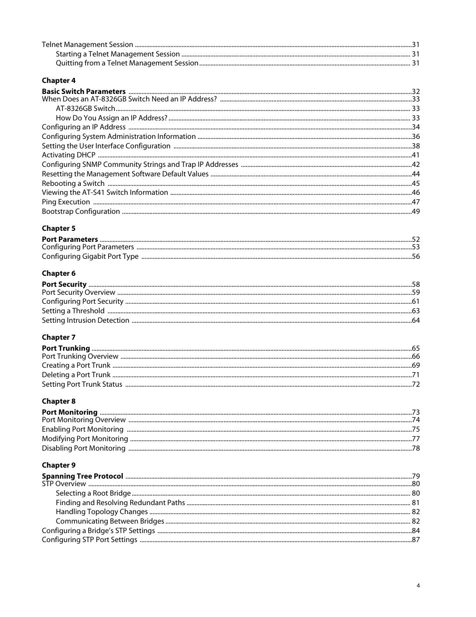 Allied Telesis AT-S41 User Manual | Page 4 / 236