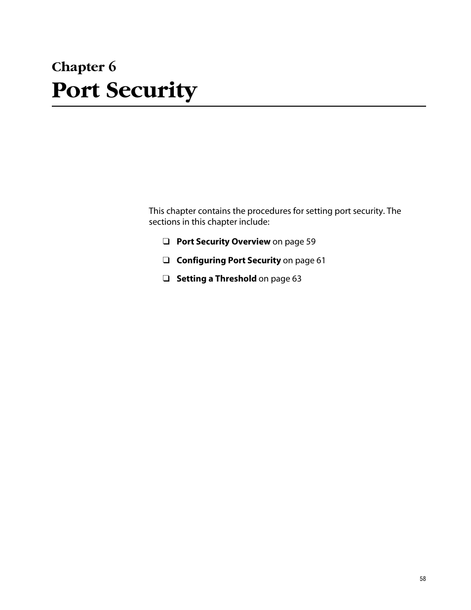 Chapter 6, Port security | Allied Telesis AT-S41 User Manual | Page 58 / 236