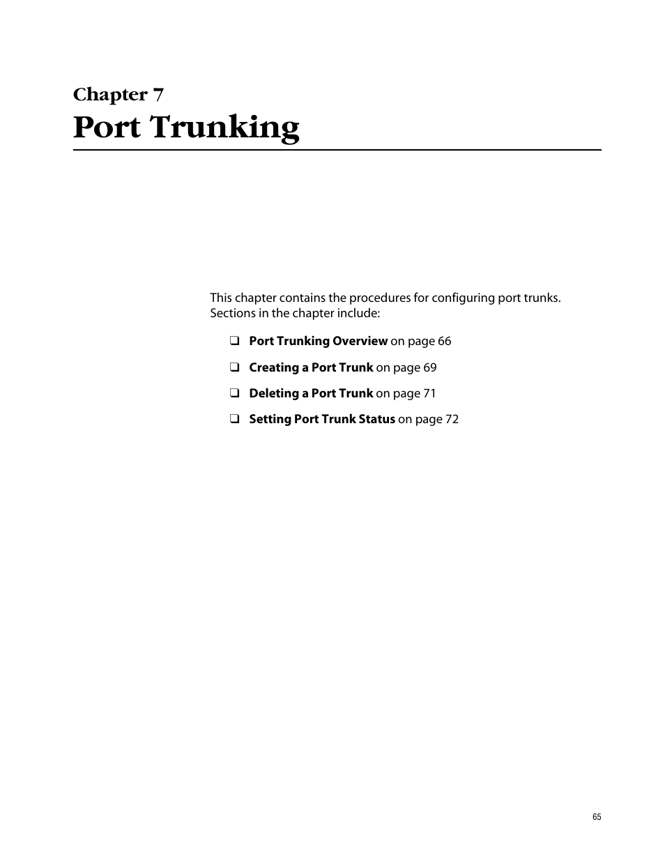 Chapter 7, Port trunking | Allied Telesis AT-S41 User Manual | Page 65 / 236