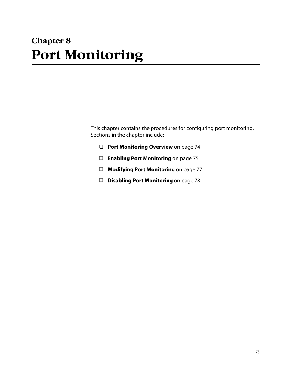 Chapter 8, Port monitoring | Allied Telesis AT-S41 User Manual | Page 73 / 236