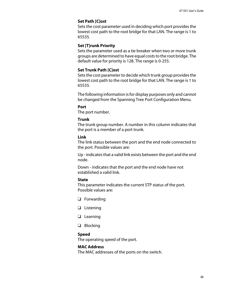 Allied Telesis AT-S41 User Manual | Page 88 / 236