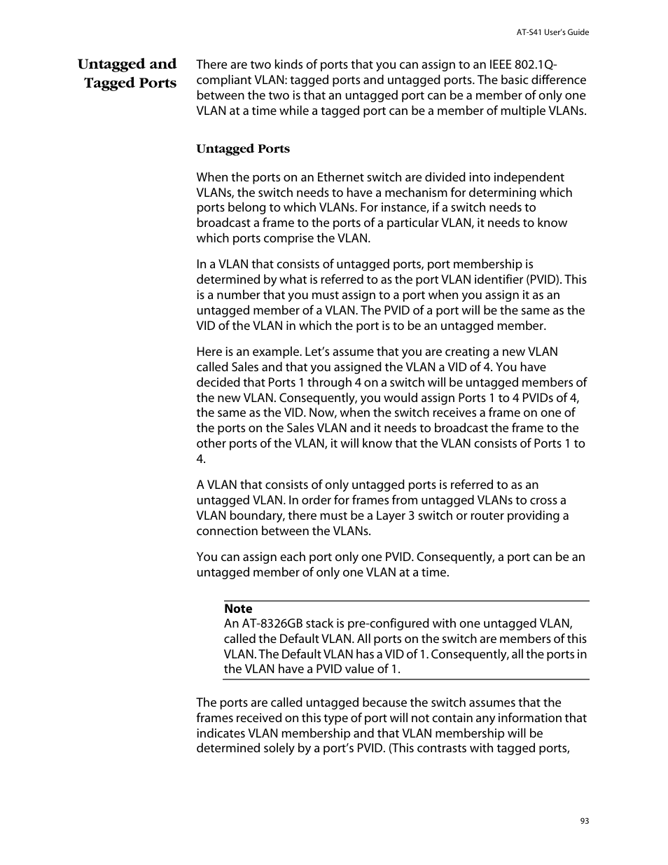Untagged and tagged ports | Allied Telesis AT-S41 User Manual | Page 93 / 236