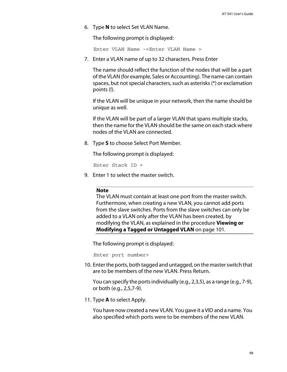 Allied Telesis AT-S41 User Manual | Page 98 / 236