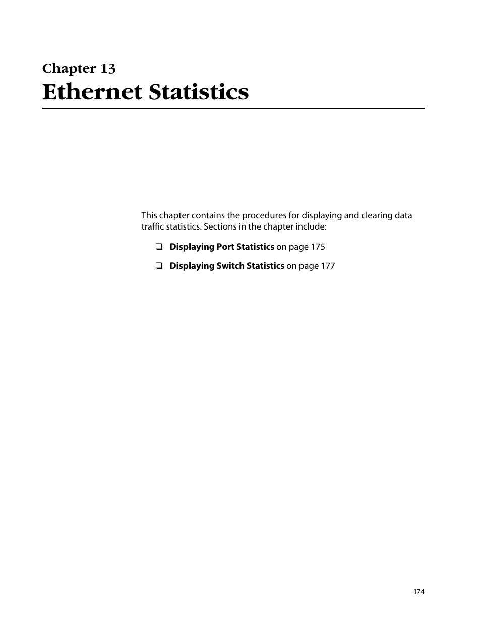 Chapter 13, Ethernet statistics, Chapter 13 ethernet statistics | Allied Telesis AT-S25 User Manual | Page 174 / 276