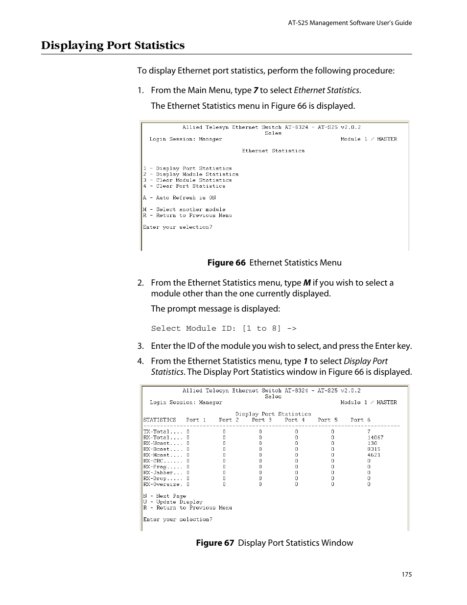 Displaying port statistics | Allied Telesis AT-S25 User Manual | Page 175 / 276