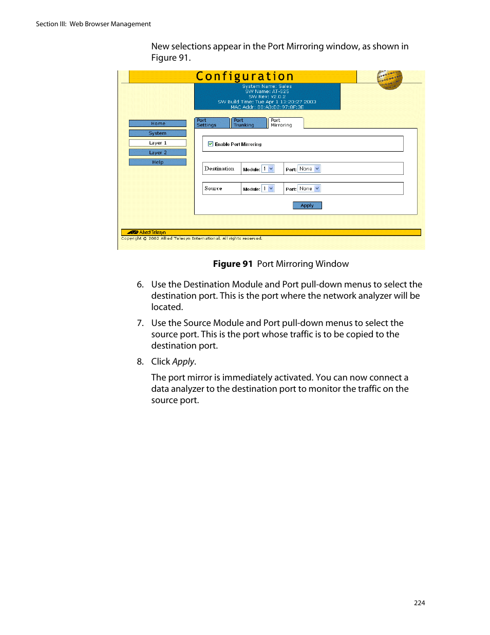 Allied Telesis AT-S25 User Manual | Page 224 / 276