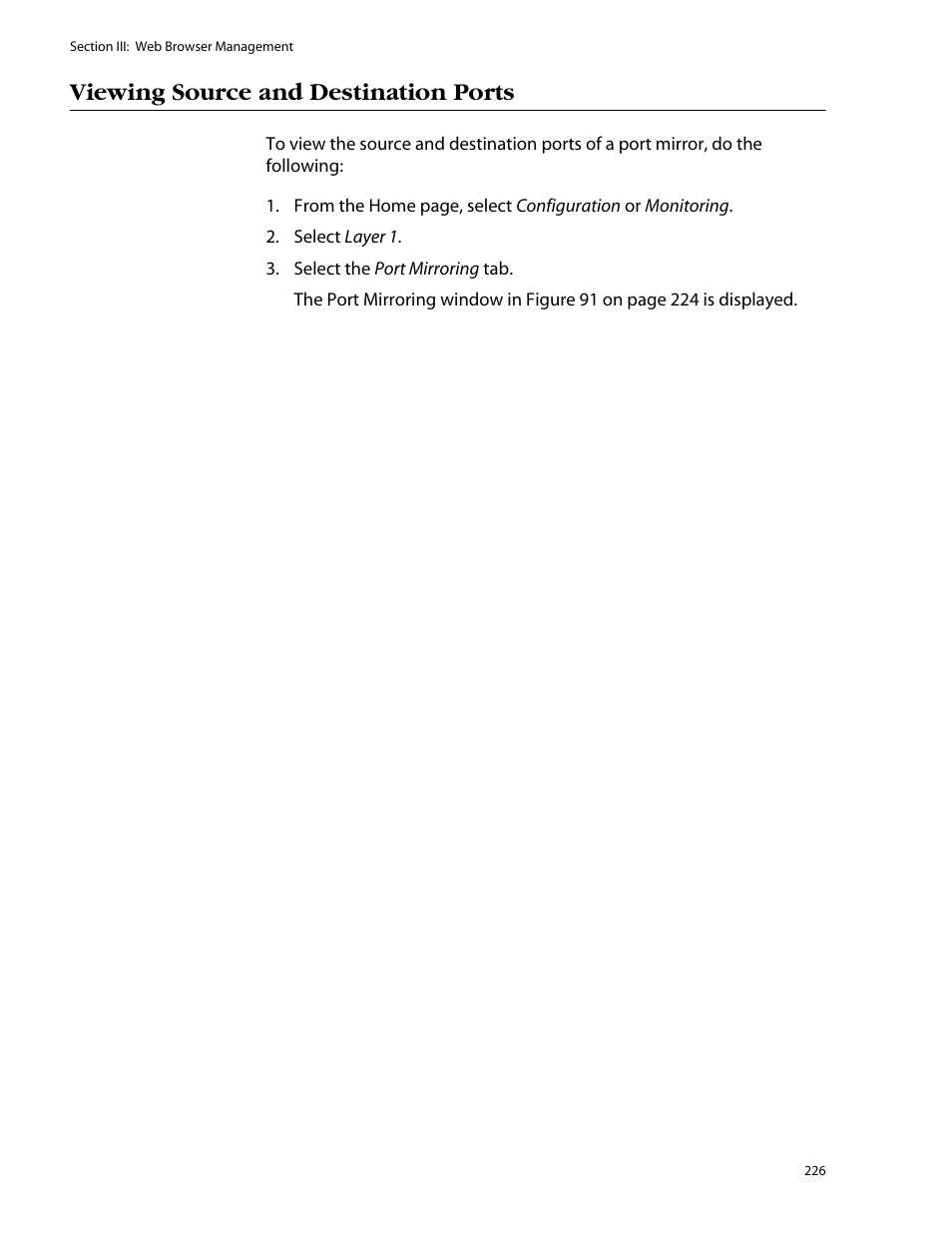 Viewing source and destination ports | Allied Telesis AT-S25 User Manual | Page 226 / 276