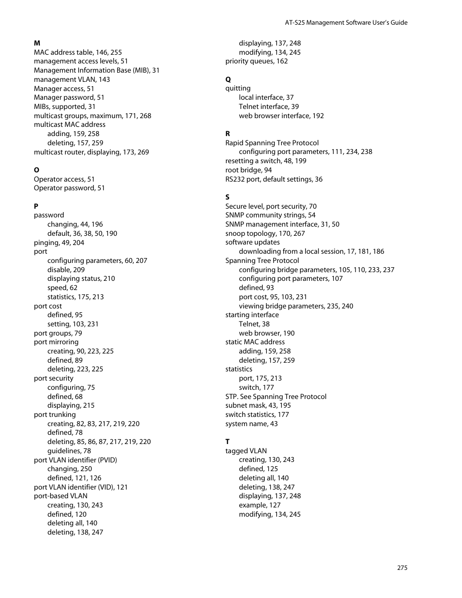 Allied Telesis AT-S25 User Manual | Page 275 / 276