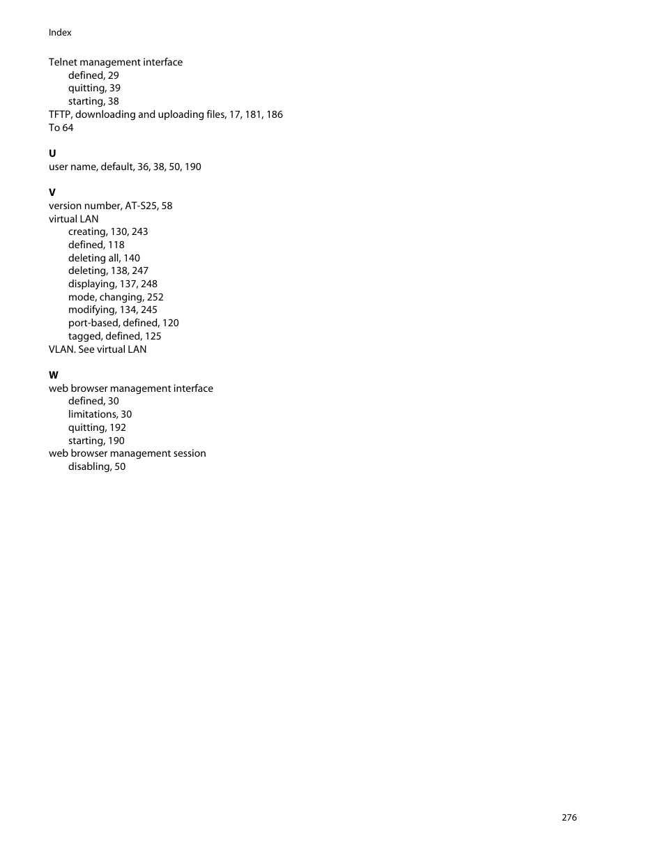 Allied Telesis AT-S25 User Manual | Page 276 / 276