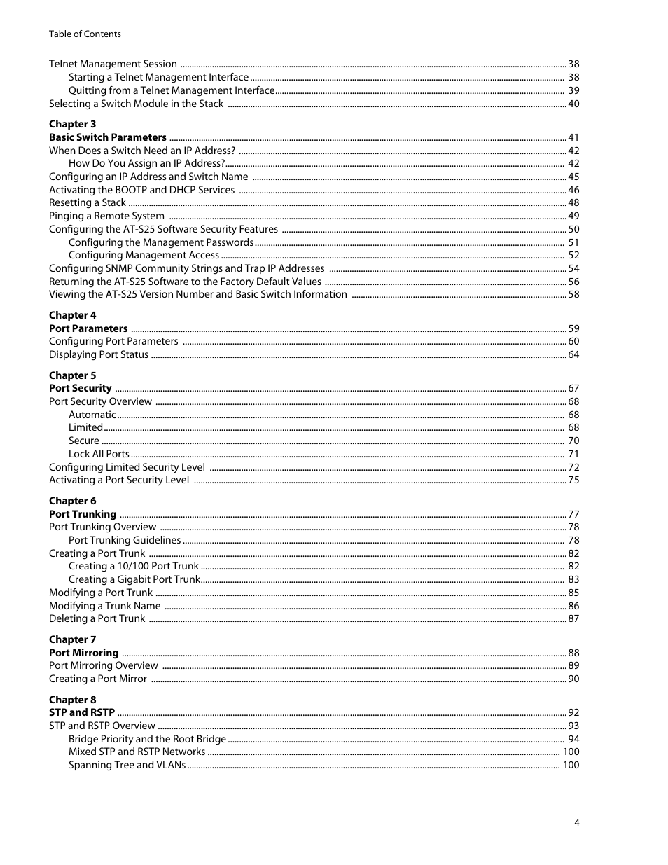 Allied Telesis AT-S25 User Manual | Page 4 / 276