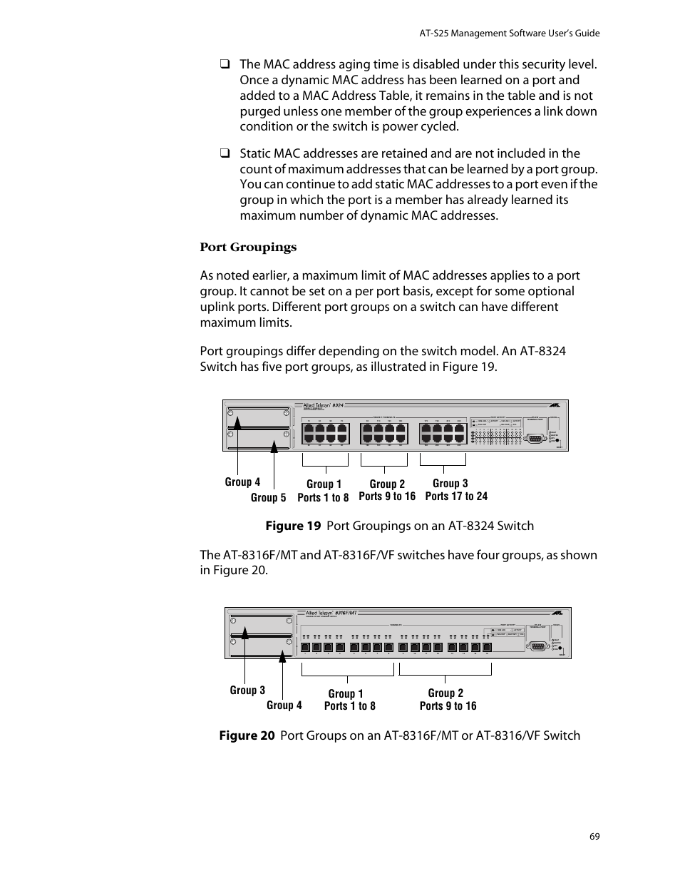 Group 3 group 4, At-s25 management software user’s guide 69, L /a | L /a d/c d/c l /a d/c, L /a d/c | Allied Telesis AT-S25 User Manual | Page 69 / 276