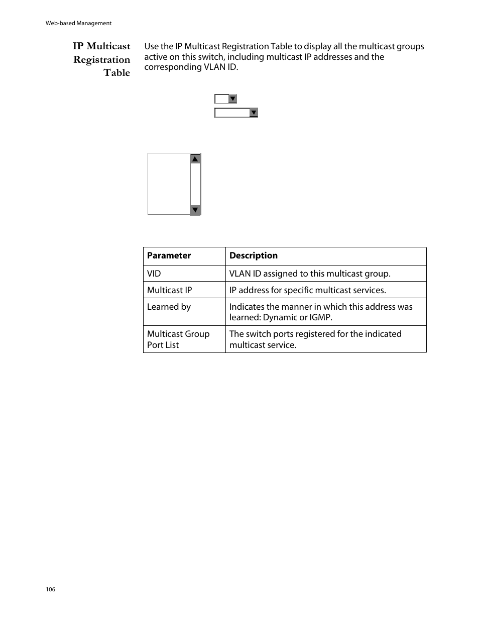 Ip multicast registration table | Allied Telesis AT-S29 User Manual | Page 106 / 136