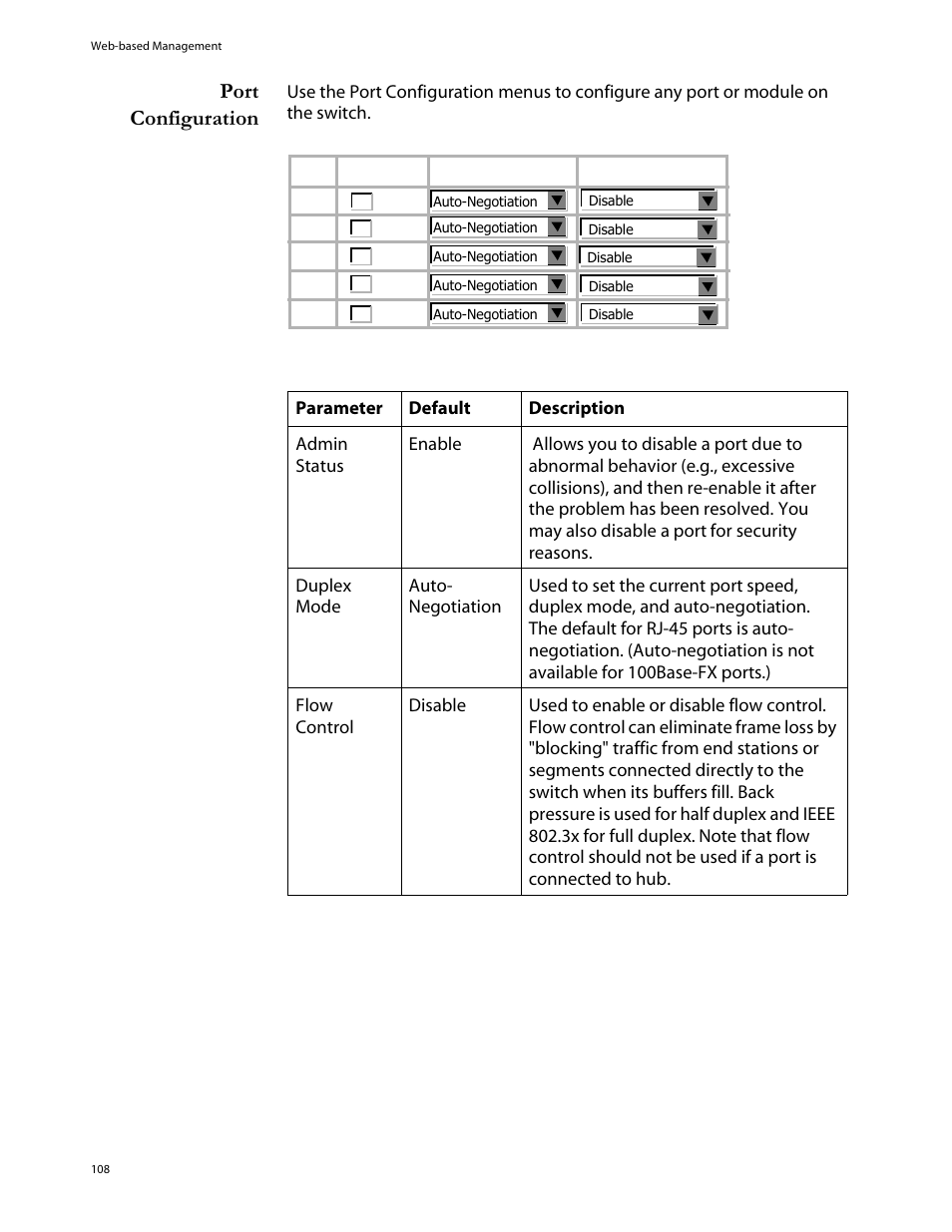 Port configuration | Allied Telesis AT-S29 User Manual | Page 108 / 136