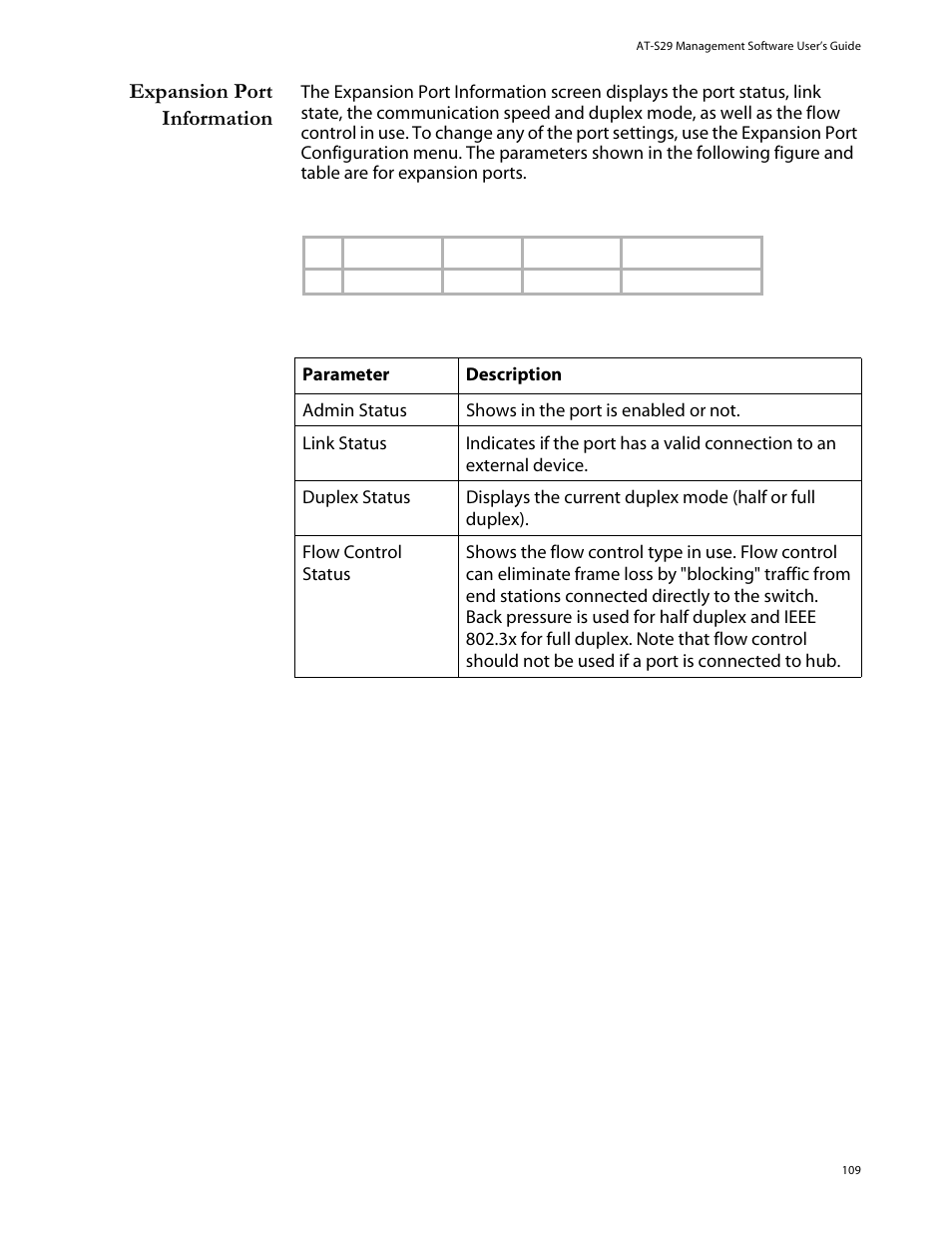 Expansion port information | Allied Telesis AT-S29 User Manual | Page 109 / 136