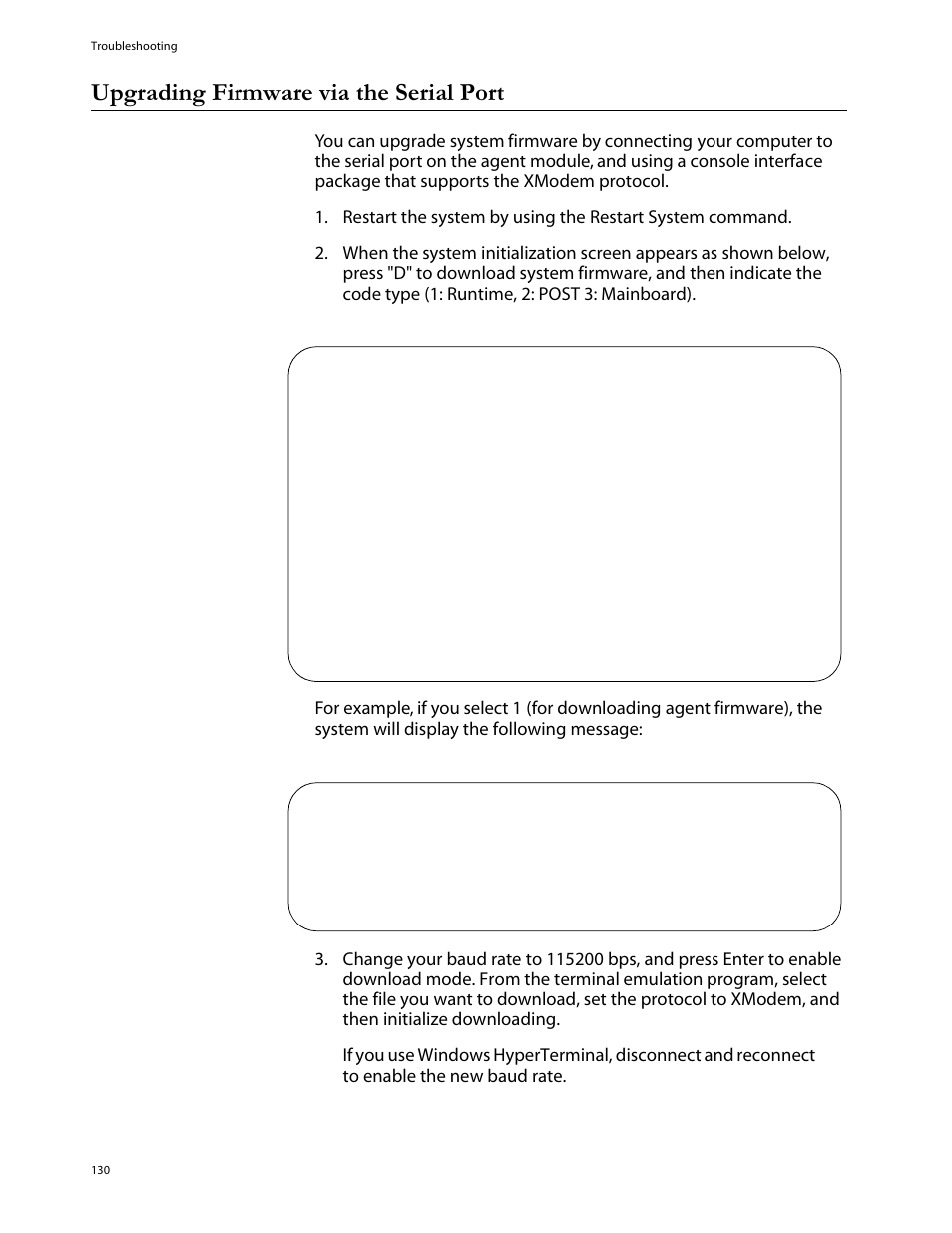 Upgrading firmware via the serial port | Allied Telesis AT-S29 User Manual | Page 130 / 136