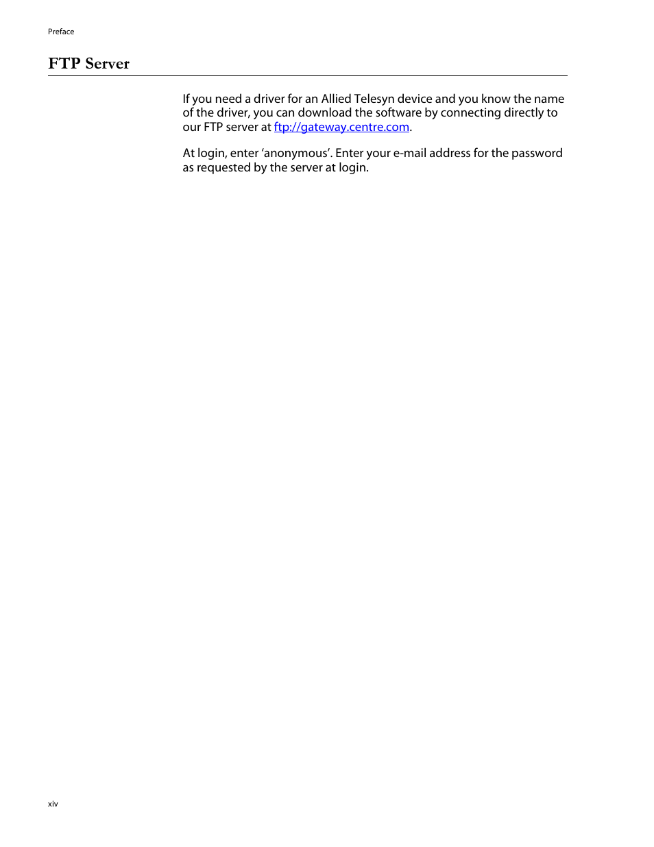 Ftp server | Allied Telesis AT-S29 User Manual | Page 14 / 136