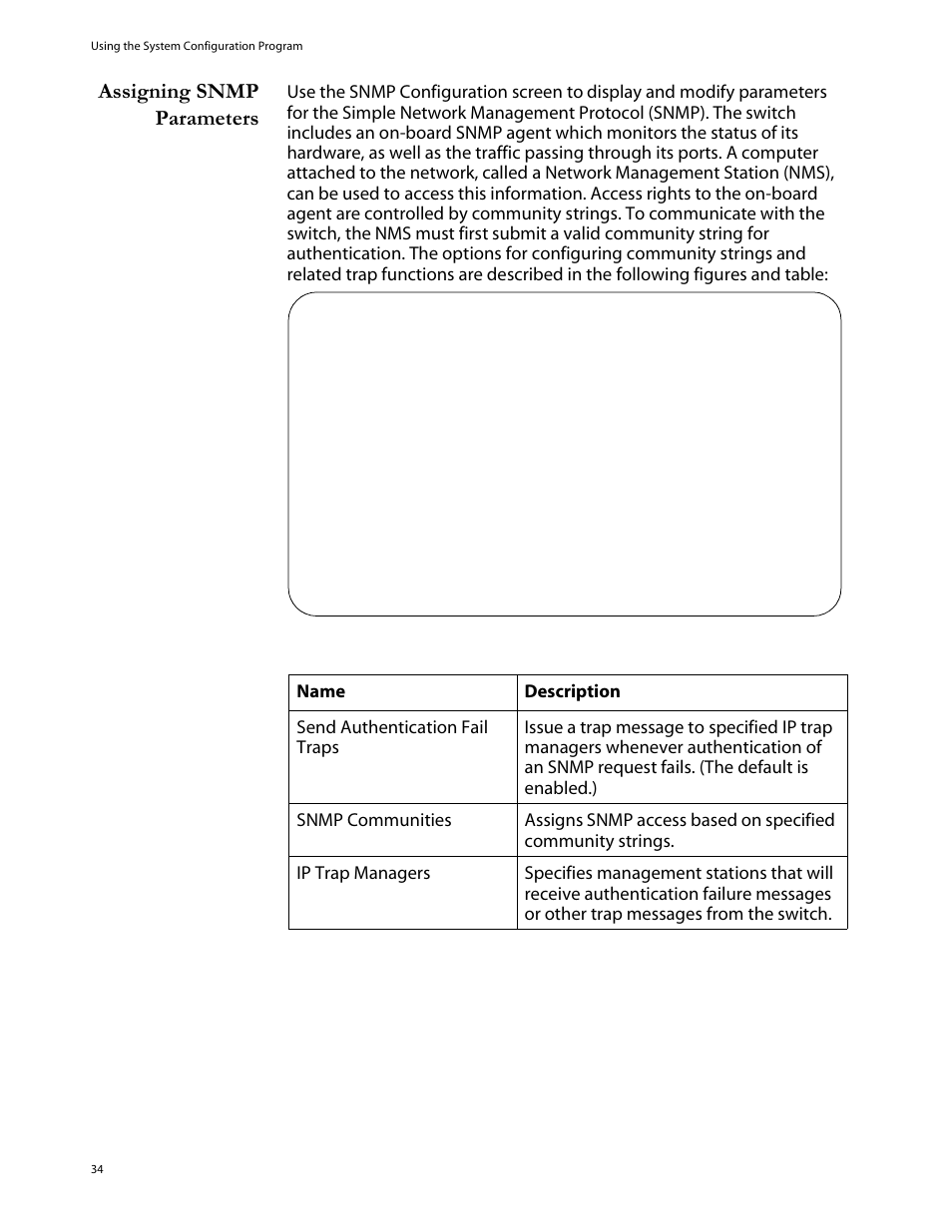 Assigning snmp parameters | Allied Telesis AT-S29 User Manual | Page 34 / 136