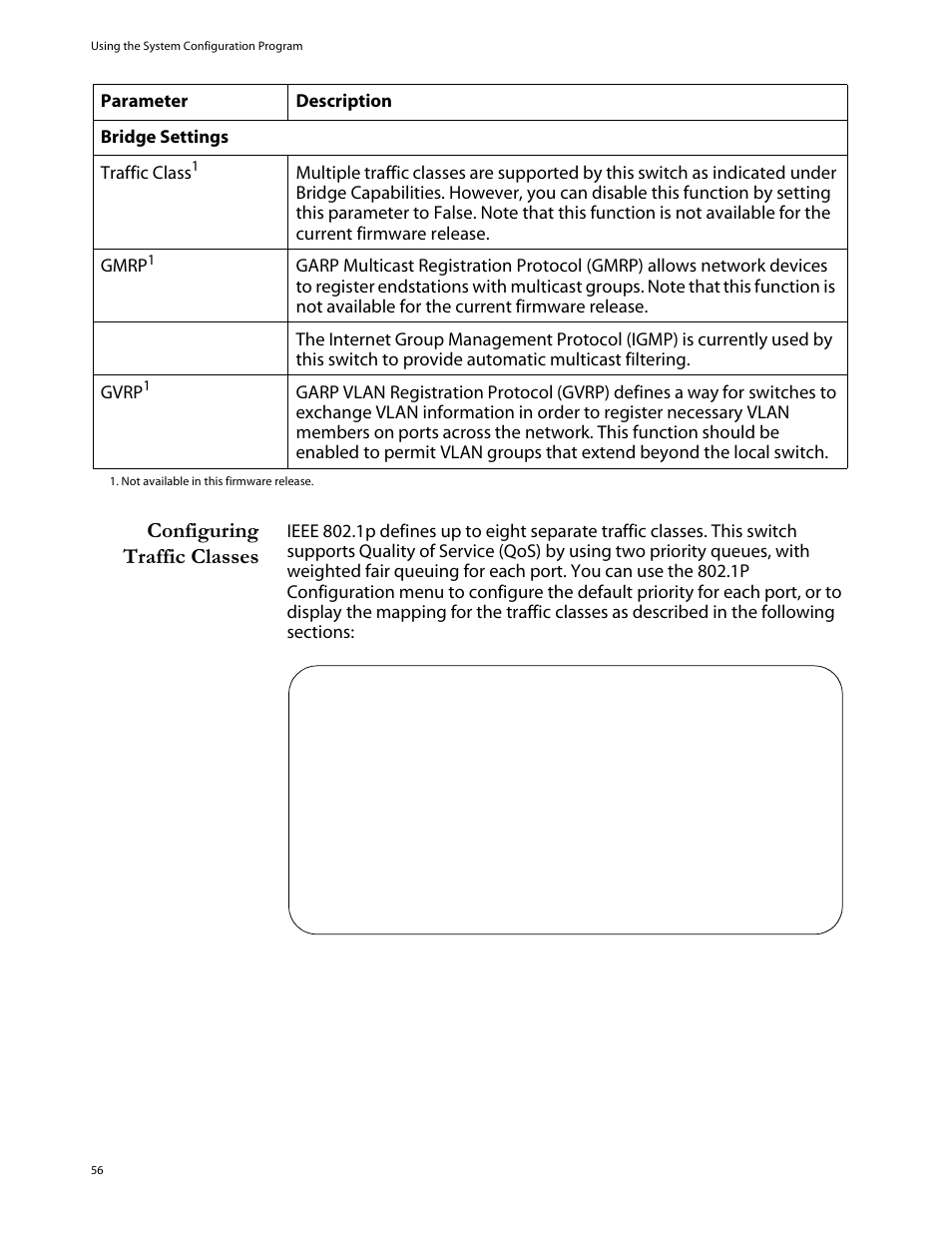 Configuring traffic classes | Allied Telesis AT-S29 User Manual | Page 56 / 136