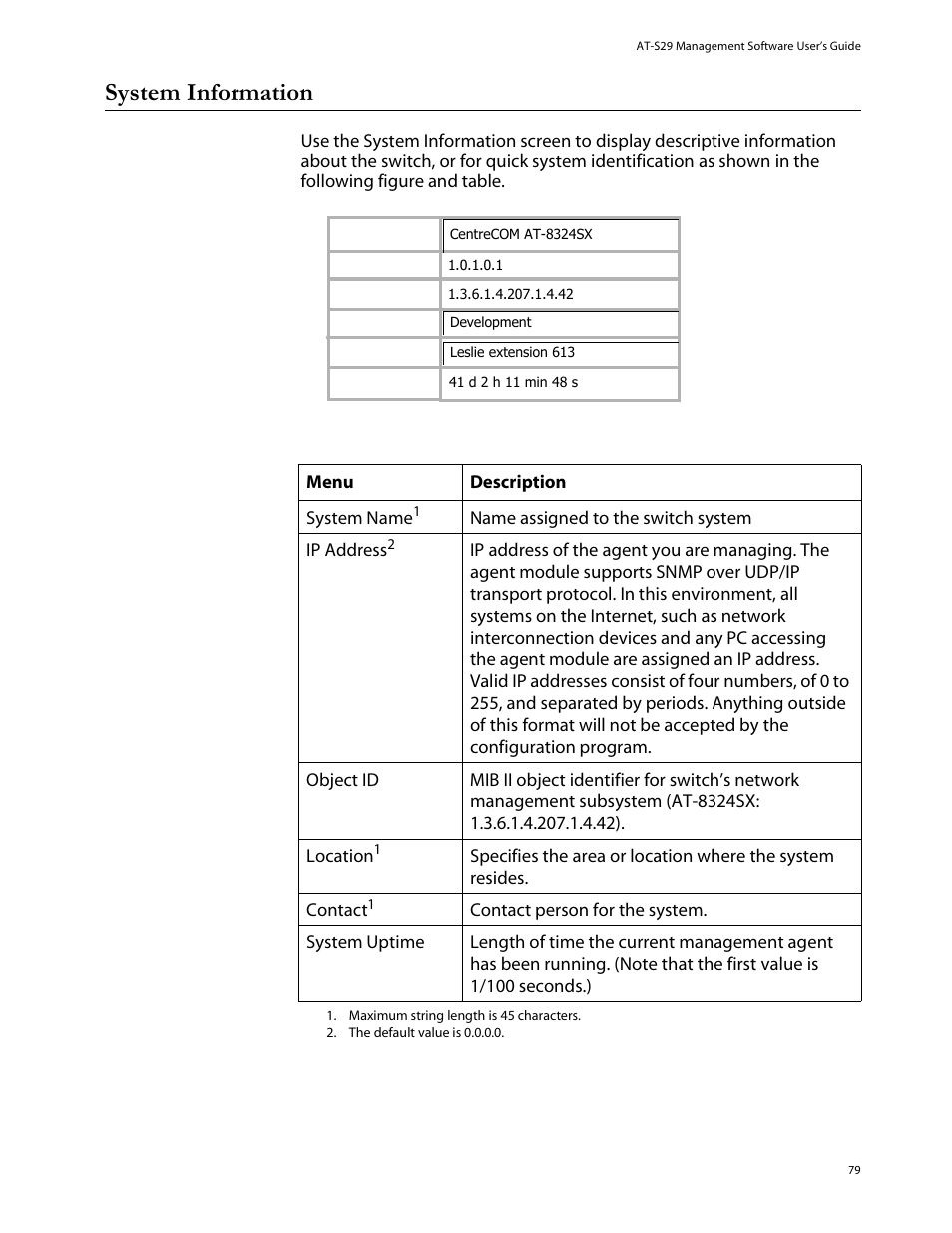 System information | Allied Telesis AT-S29 User Manual | Page 79 / 136