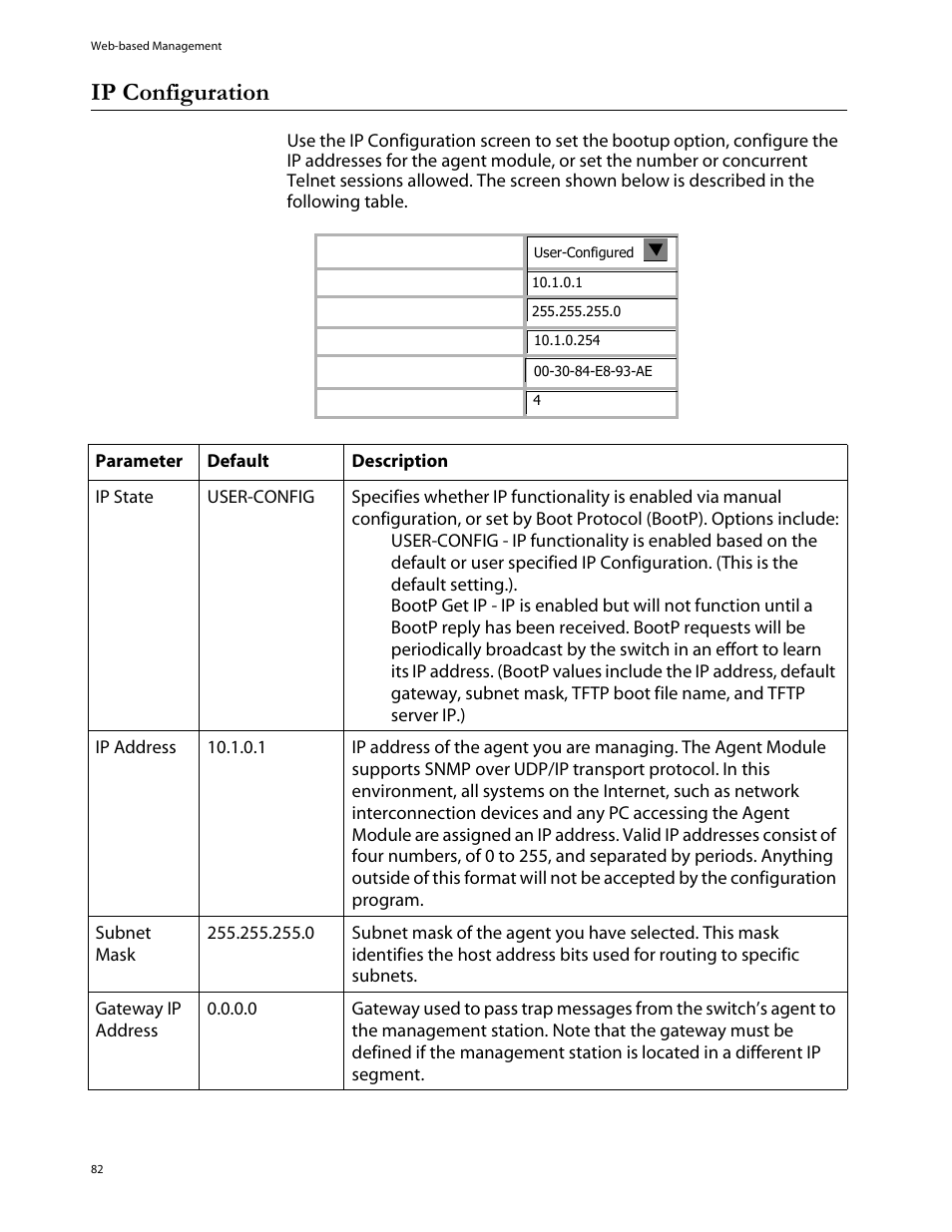 Ip configuration | Allied Telesis AT-S29 User Manual | Page 82 / 136