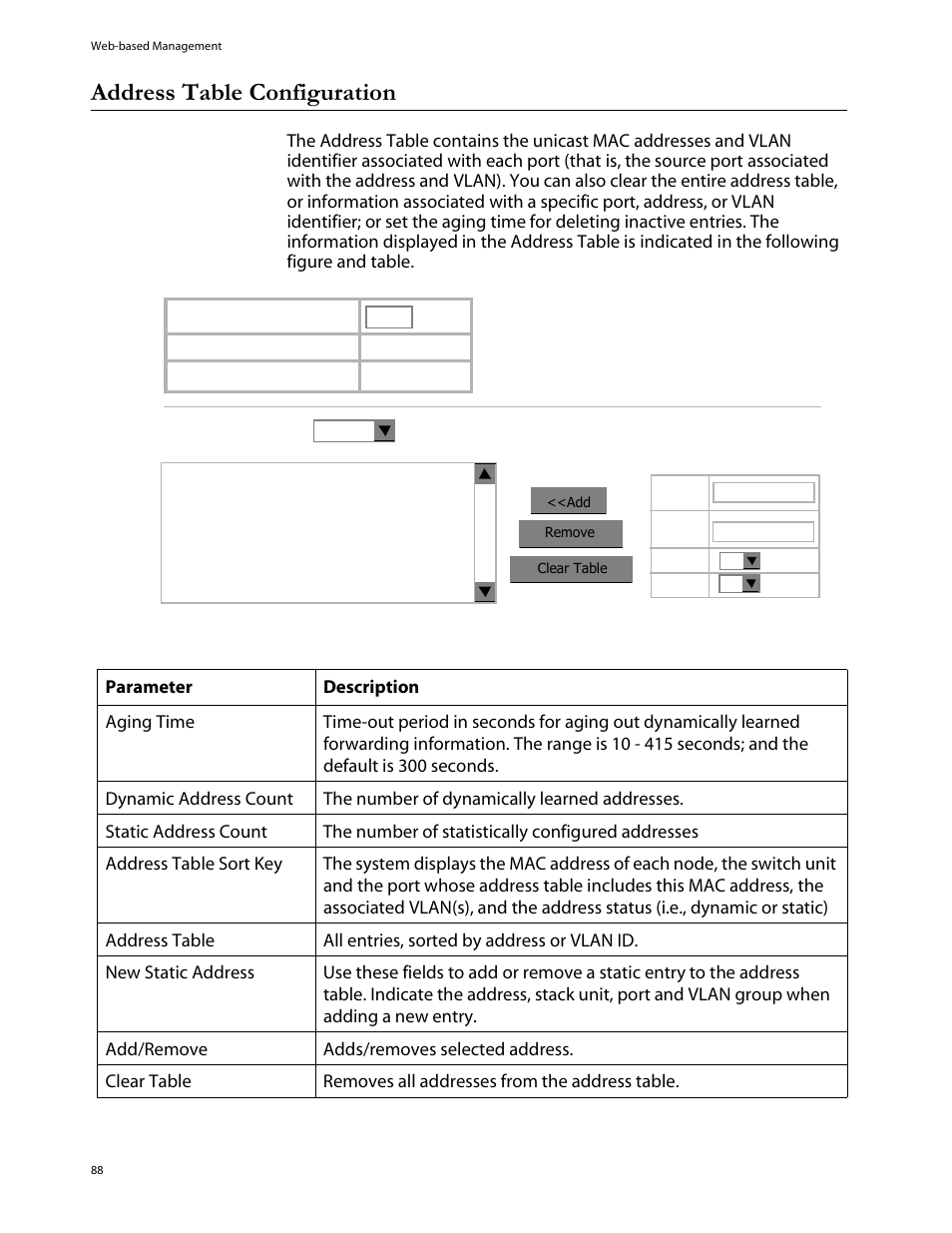 Address table configuration | Allied Telesis AT-S29 User Manual | Page 88 / 136