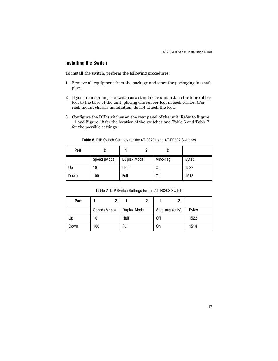 Installing the switch | Allied Telesis AT-FS203 User Manual | Page 27 / 50