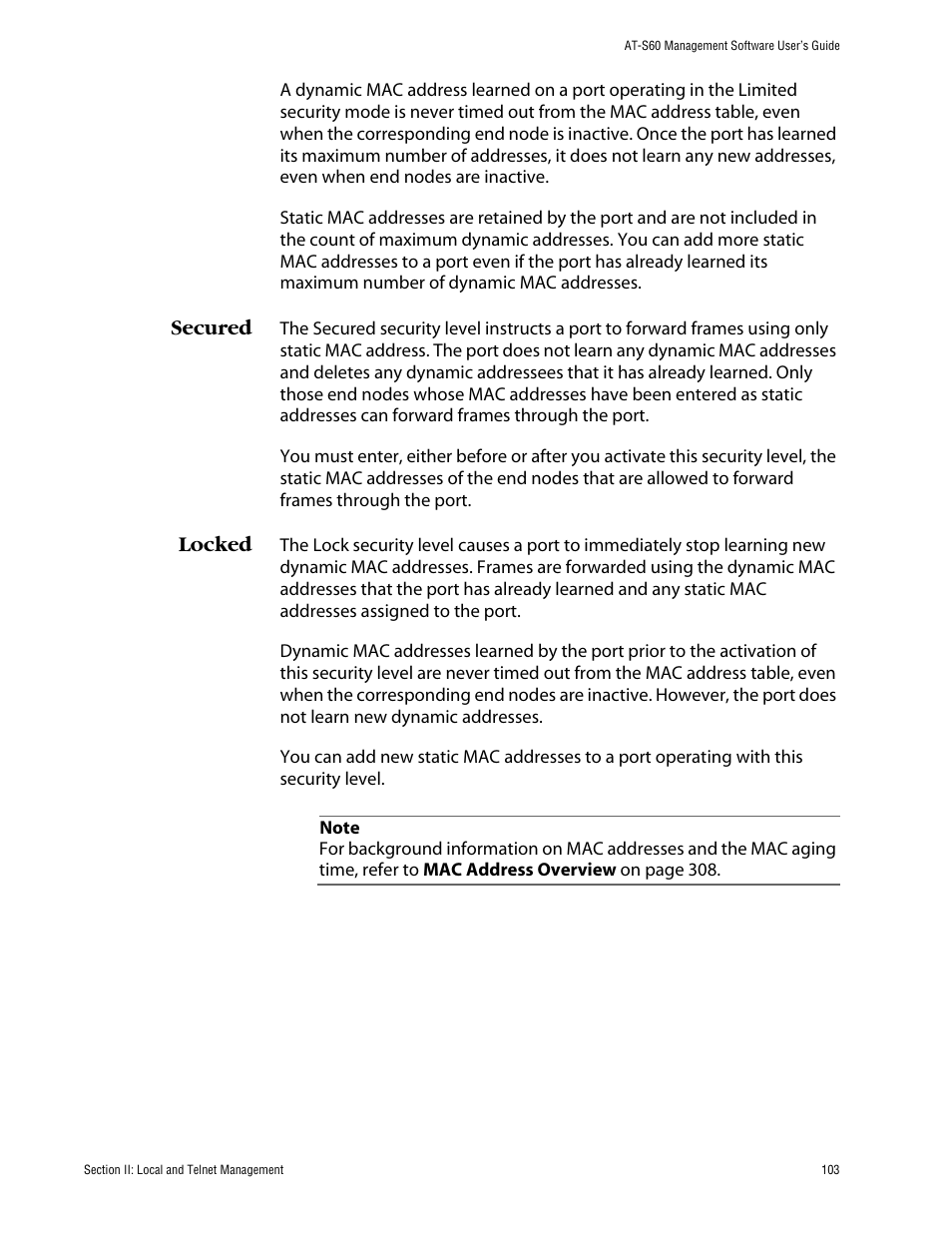 Secured, Locked | Allied Telesis AT-S60 User Manual | Page 104 / 615