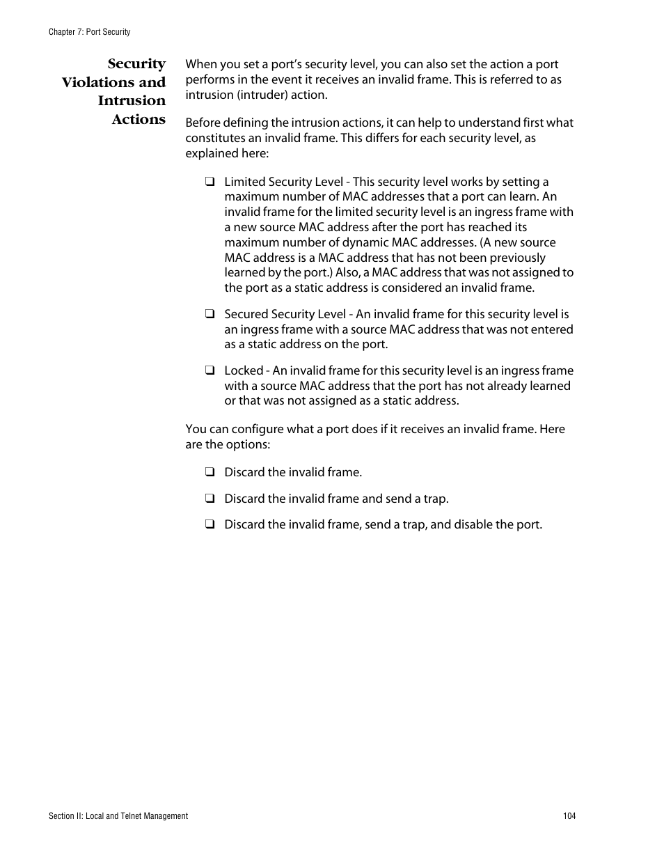 Security violations and intrusion actions | Allied Telesis AT-S60 User Manual | Page 105 / 615