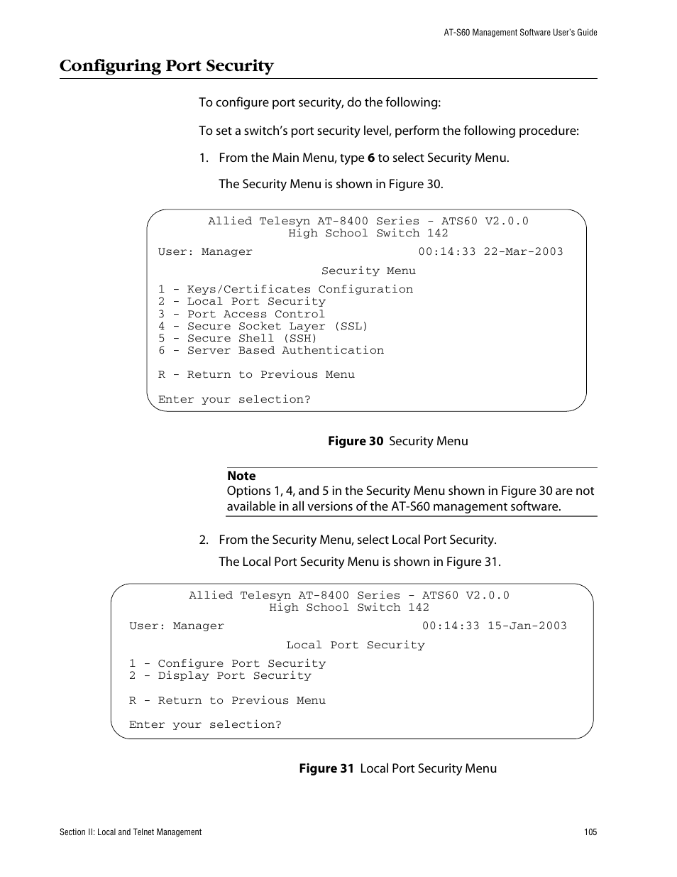 Configuring port security | Allied Telesis AT-S60 User Manual | Page 106 / 615